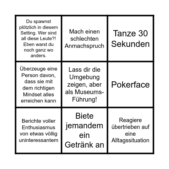 Party Bingo Card