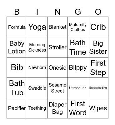 Baby Bingo Card
