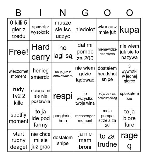 BINGO RUDY Bingo Card