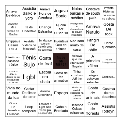 Criança estranha bingo Card
