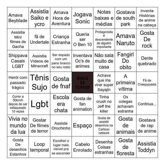 Criança estranha bingo Card