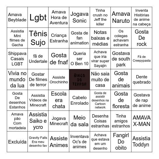 Criança estranha bingo Card