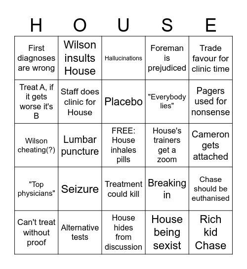 House MD Bingo Card