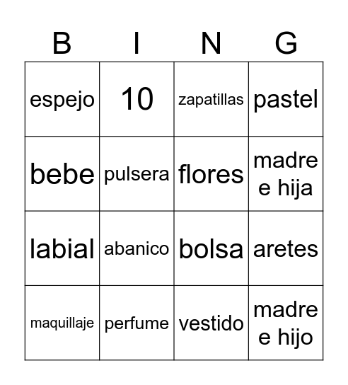 mothers day Bingo Card