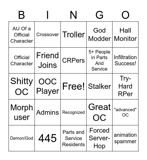 AW Roblox Bingo Card