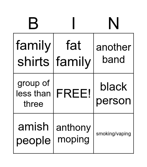 tennessee Bingo Card