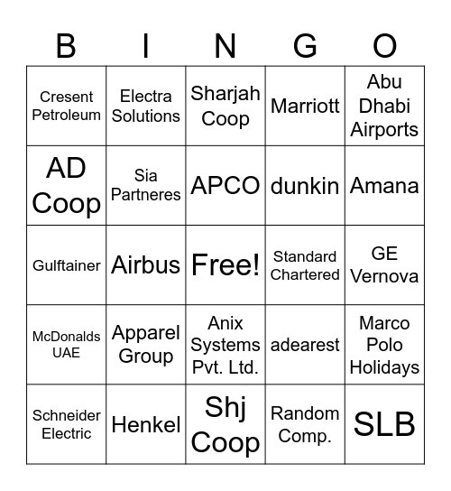 CSE Bingo Card