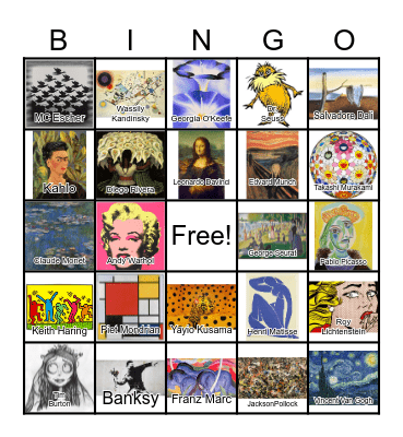 Artist Bingo Card