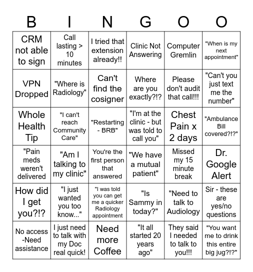 CCC Bingo Bonanza Bingo Card