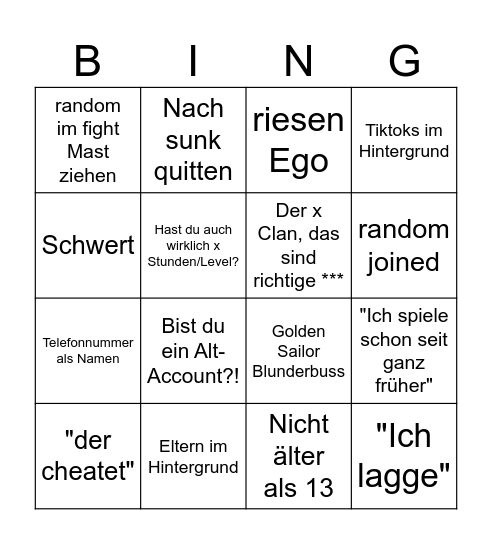 SoTDE Open Crew Bingo Card