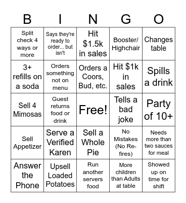 Server Bingo Card