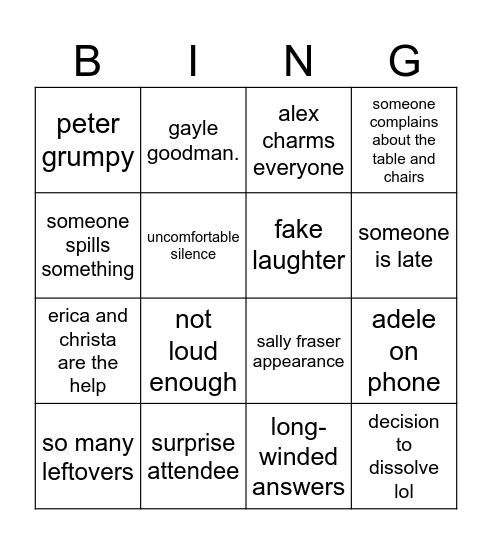 Board Retreat Bingo Card