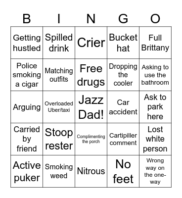 Jazz Fest Bingo Card