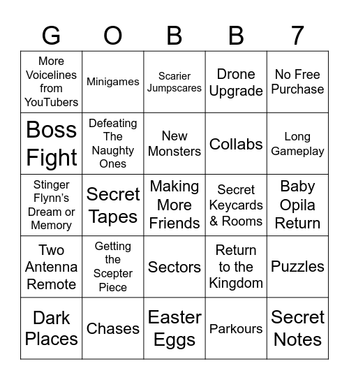 Garten of Banban VII Bingo! Bingo Card