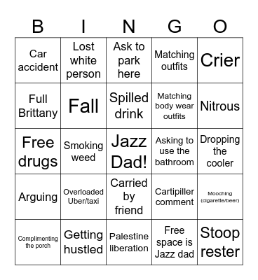 Jazz Fest Bingo Card