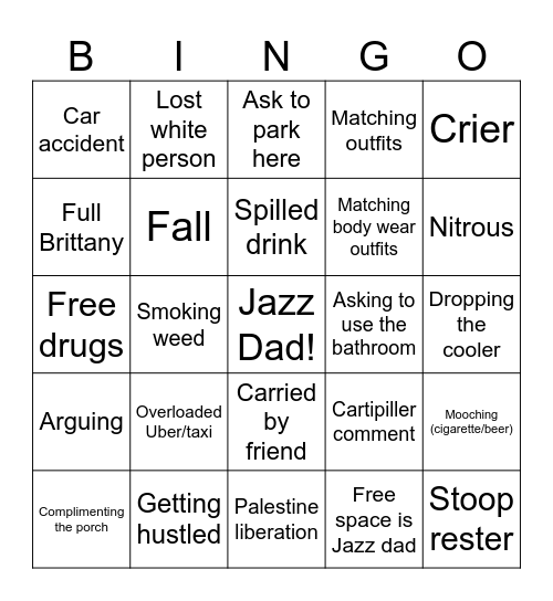 Jazz Fest Bingo Card