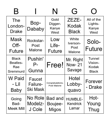 Music Bingo Card