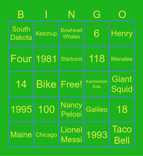 SATURDAY BINGO! Bingo Card
