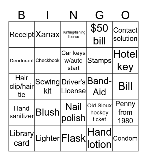 PURSE BINGO Card