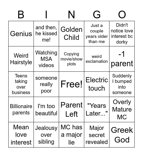 MSA Bingo Card