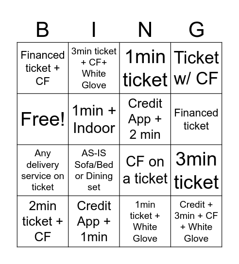 LSF Bingo Card