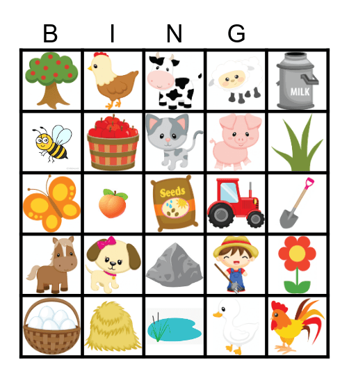 farm Bingo Card