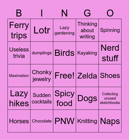 Melissa stuff Bingo Card