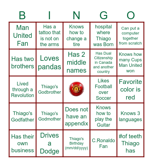 Thiago Turns 1 Bingo Card