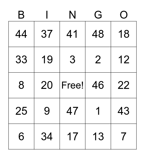 50th Birthday BINGO Card