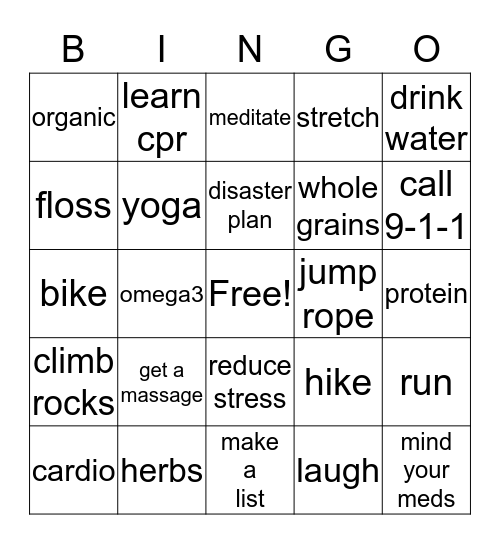 Health & Safety Bingo Card