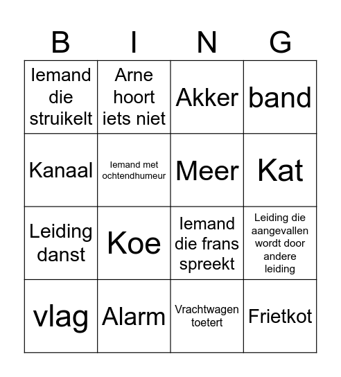 Ochtendwandeling Bingo Card