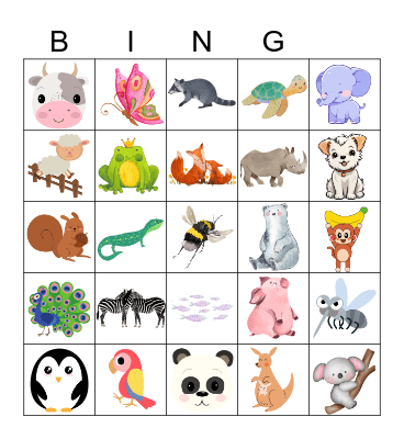 Animals bingo Card