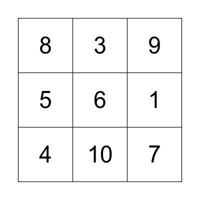Number Bingo Card