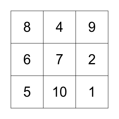 Number Bingo Card