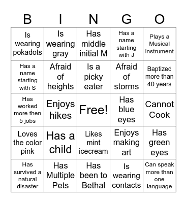 Tea Party Bingo Card