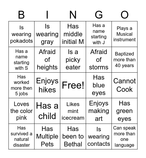 Tea Party Bingo Card