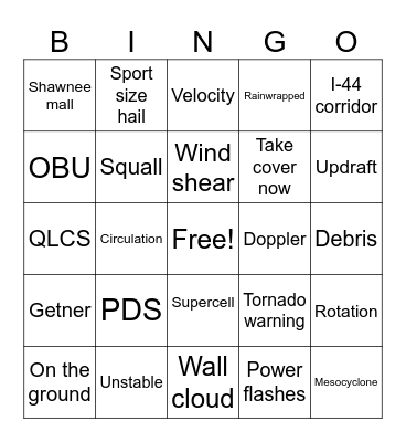 Tornado Bingo Card