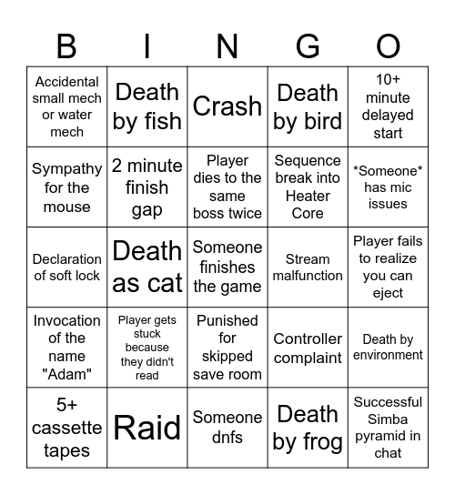 Gato Roboto Bingo Card