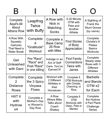 Hydrow Bingo 2024! Bingo Card