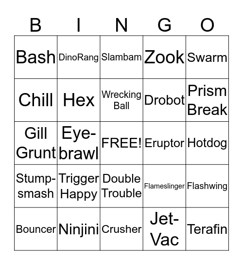 Skylanders Bingo Card