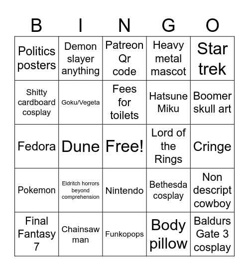 PopCon Bingo Card