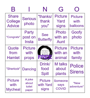 Mycheal's Graduation Bingo Card