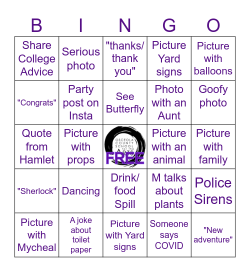 Mycheal's Graduation Bingo Card