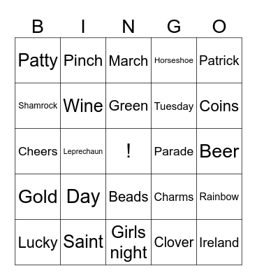 St Patty for the girls Bingo Card