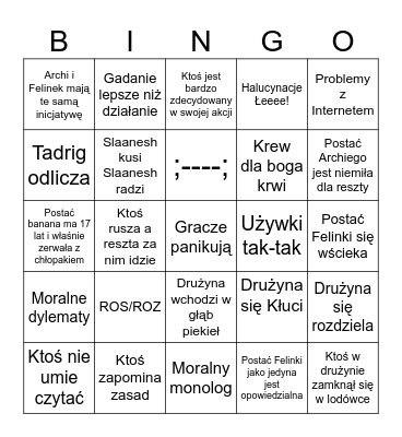 Bingo sesyjne Bingo Card