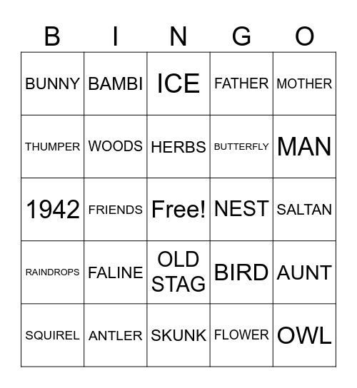 BAMBI Bingo Card