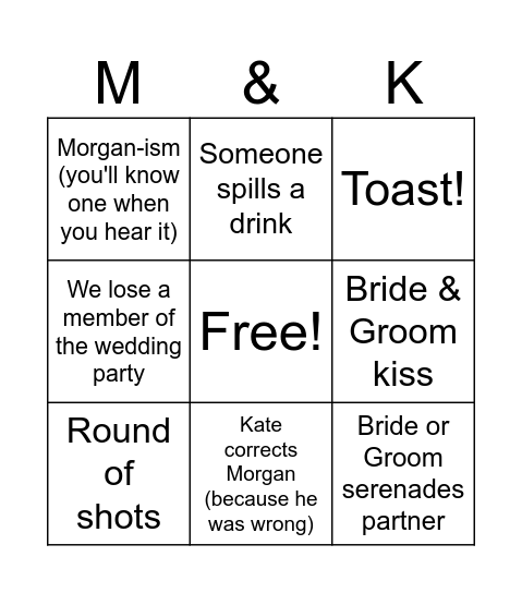 Kate & Morgan's Mini-Bingo! Bingo Card