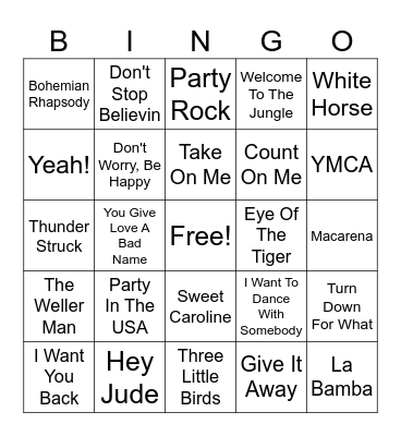 Music (All Types) Bingo Card