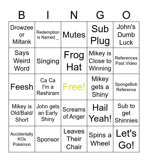 JMC Bingo Card