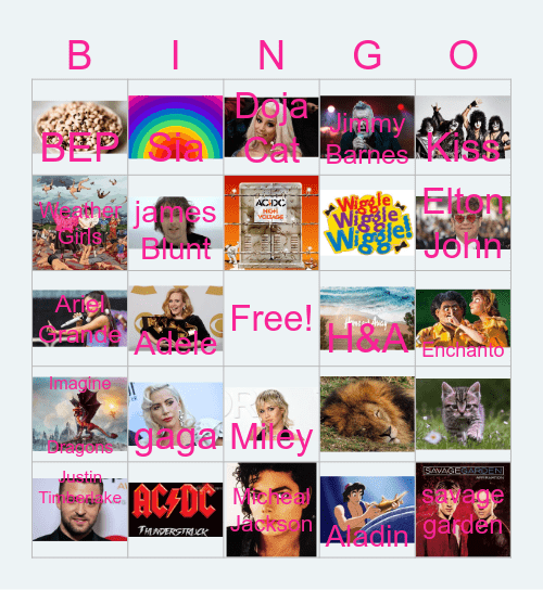 Music Challenge Wet Weather Bingo Card